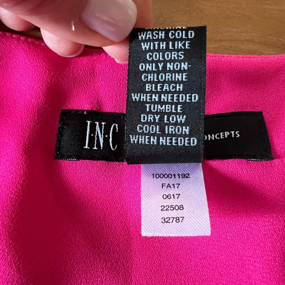 INC International Concepts Fuchsia Blouse with Ruffled Sleeves Size L - Picture 6 of 9